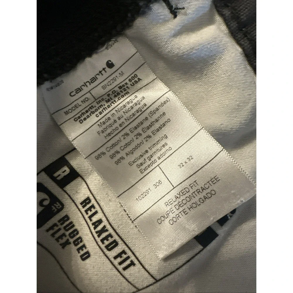 Carhartt Mens Rugged Flex Relaxed Fit Work Pants 32 X 32(30)Gray Canvas BN2291-M